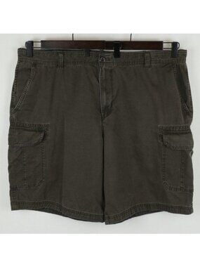 Izod Men's Size 42 Brown Cotton Flat Front Casual Cargo Shorts